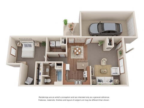 Floor plan for 1 bed, 1 bath, 900 sqft